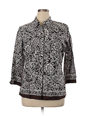Liz & Co 3/4 Sleeve Button-Down Shirt (view 1)
