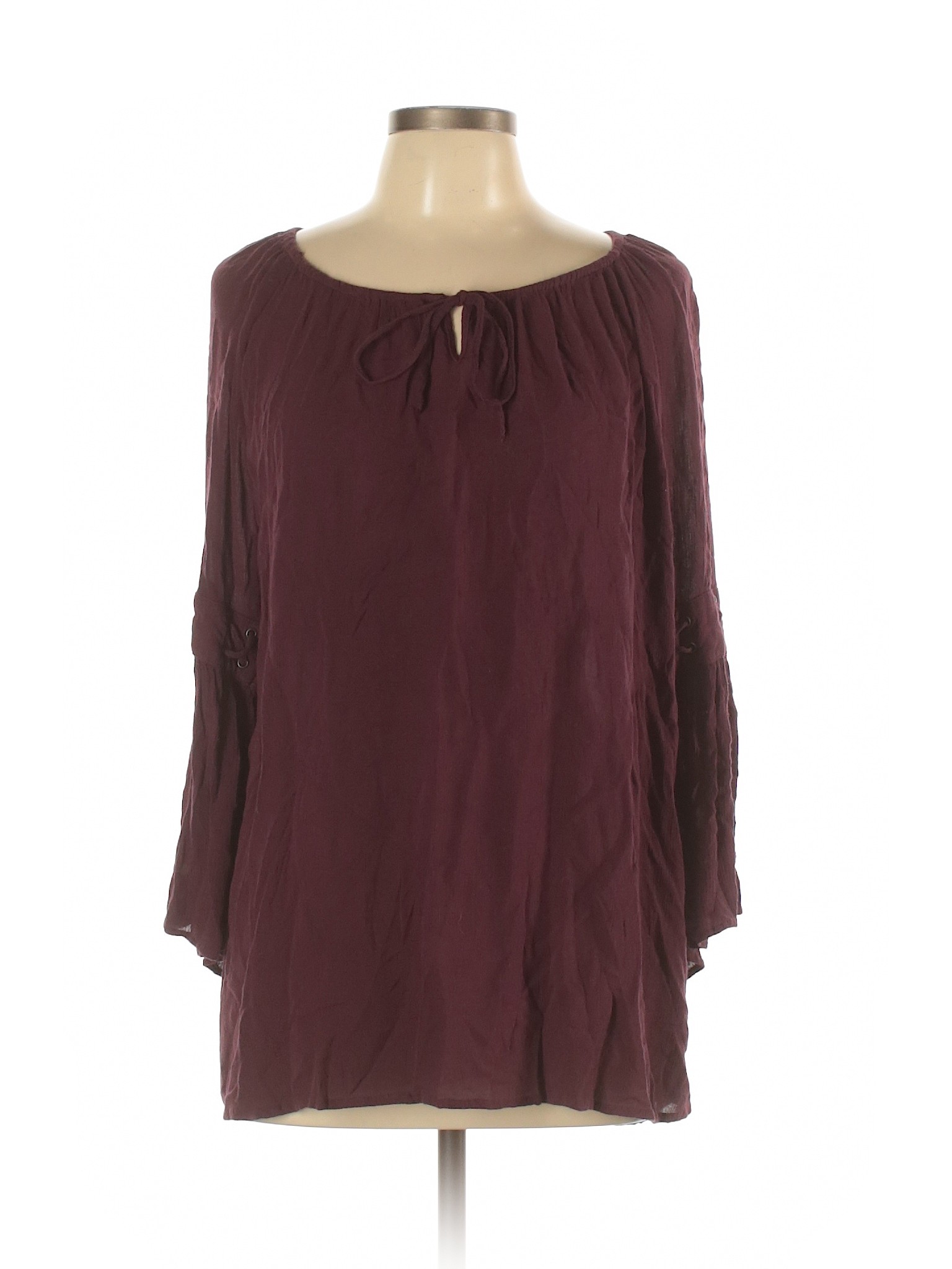 Style&Co Women Purple 3/4 Sleeve Blouse L | eBay