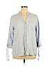 Zara Basic 100% Linen Blue 3/4 Sleeve Button-Down Shirt Size XXL - photo 1