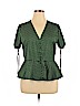 Who What Wear 100% Polyester Green Short Sleeve Blouse Size XL - photo 1