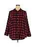Woman Within 100% Cotton Red Long Sleeve Button-Down Shirt Size 22 (1X) - photo 1