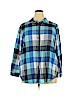 Woman Within 100% Cotton Blue Long Sleeve Button-Down Shirt Size 22 (1X) - photo 1