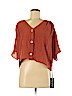 J for Justify 100% Polyester Orange Short Sleeve Blouse Size L - photo 1