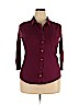 Merona 100% Cotton Burgundy 3/4 Sleeve Button-Down Shirt Size XXL - photo 1