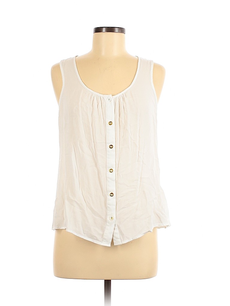 Papaya 100% Rayon White Sleeveless Blouse Size L - photo 1