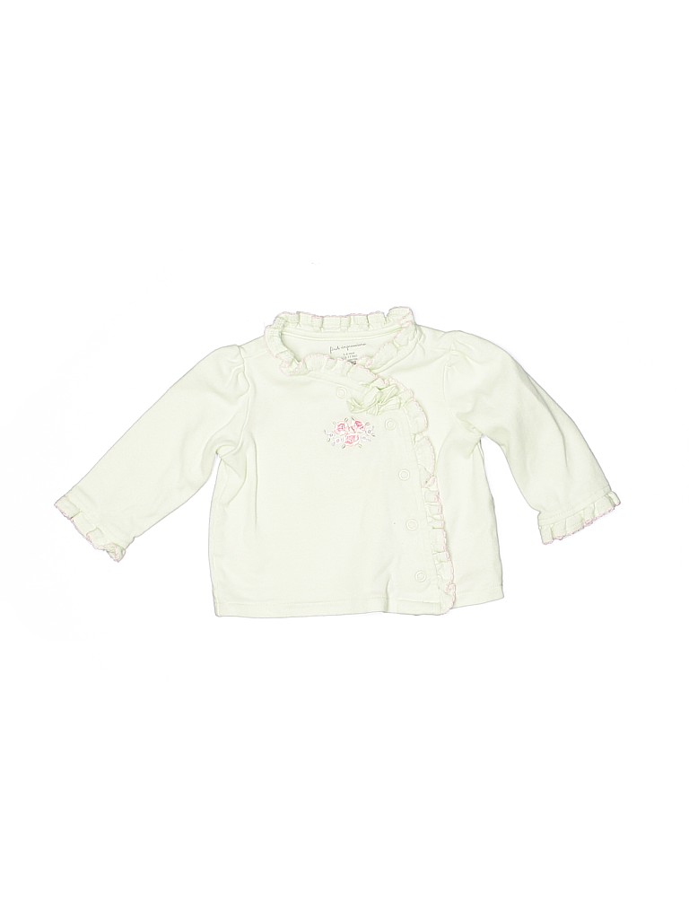 First Impressions 100% Cotton Solid Green Cardigan Size 3-6 mo - photo 1