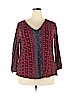Lucky Brand 100% Cotton Burgundy Long Sleeve Top Size 1X - photo 1