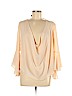 Ark n c. 100% Polyester Tan 3/4 Sleeve Blouse Size M - photo 1