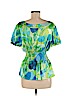 Unique Green Short Sleeve Blouse Size M - photo 2