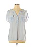 INC International Concepts 100% Polyester Gray Short Sleeve Blouse Size 1X - photo 1
