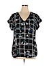 Worthington 100% Polyester Black Short Sleeve Blouse Size XL - photo 1