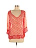 Lucky Brand 100% Rayon Red 3/4 Sleeve Blouse Size M - photo 1