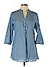 Assorted Brands Blue 3/4 Sleeve Button-Down Shirt Size L - photo 1