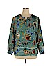 Christopher & Banks 100% Polyester Green Long Sleeve Blouse Size XL (petite) - photo 1