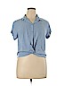 No Boundaries 100% Rayon Blue Short Sleeve Blouse Size XL - photo 1
