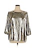 Ann Taylor 100% Polyester Silver 3/4 Sleeve Blouse Size XL - photo 1