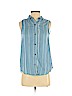 Beach Lunch Lounge 100% Cotton Blue Sleeveless Button-Down Shirt Size XS - photo 1