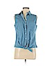 J. Crew Factory Store 100% Cotton Blue Sleeveless Button-Down Shirt Size 6 - photo 1