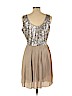 BB Dakota 100% Polyester Tan Cocktail Dress Size L - photo 2