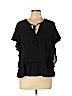 Belle + Sky 100% Polyester Black Short Sleeve Blouse Size L - photo 1