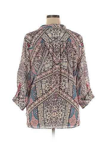 Lavender Brown Long Sleeve Silk Top (view 2)