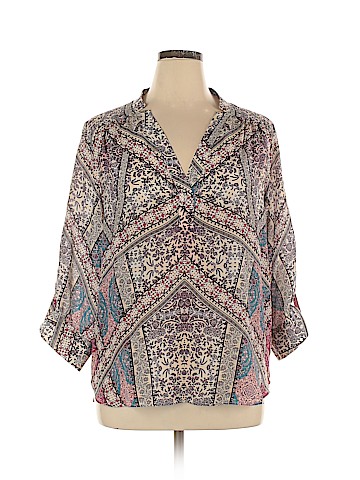 Lavender Brown Long Sleeve Silk Top (view 1)