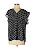 Chaus 100% Polyester Black Short Sleeve Blouse Size L - photo 1