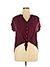 Universal Thread 100% Rayon Burgundy Short Sleeve Blouse Size XL - photo 1