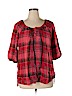 One World 100% Rayon Red Short Sleeve Blouse Size 1X - photo 1