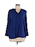 Khakis & Co 100% Rayon Blue Long Sleeve Blouse Size L - photo 1