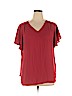 Ann Taylor LOFT 100% Polyester Red Short Sleeve Blouse Size XL - photo 1