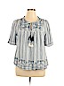 Knox Rose 100% Cotton Blue Short Sleeve Blouse Size XL - photo 1