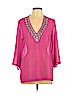 MICHAEL Michael Kors 100% Polyester Pink 3/4 Sleeve Blouse Size L - photo 1