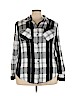 Lane Bryant 100% Nylon Black Long Sleeve Button-Down Shirt Size 22 - photo 1