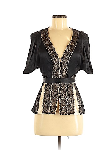 BCBGMAXAZRIA Short Sleeve Silk Top (view 1)