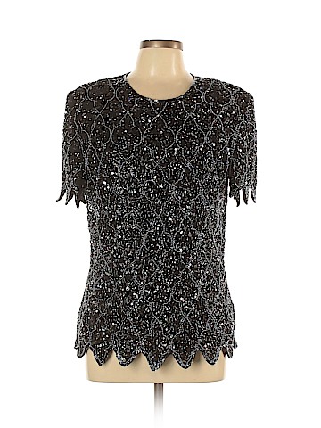 Papell Boutique Evening Short Sleeve Silk Top (view 1)