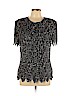Papell Boutique Evening 100% Silk Black Short Sleeve Silk Top Size L - photo 1