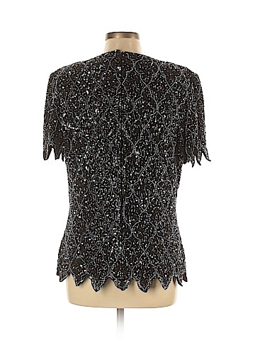 Papell Boutique Evening Short Sleeve Silk Top (view 2)