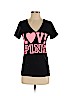 Victoria's Secret Pink 100% Cotton Black Short Sleeve T-Shirt Size S - photo 1