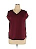 H&M Burgundy Short Sleeve Blouse Size 14 - photo 1