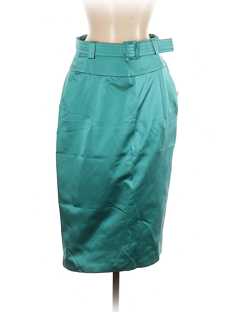 Escada 100% Silk Teal Silk Skirt Size EU 40 / US 10 - photo 1