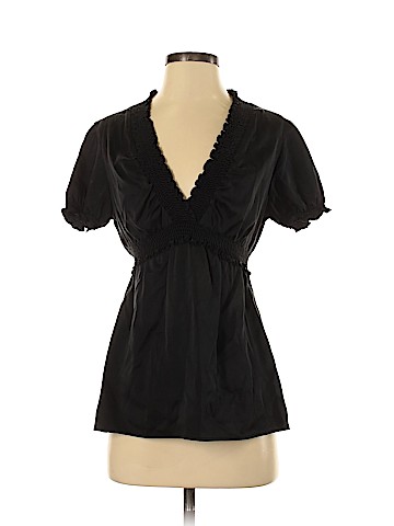 BCBGMAXAZRIA Short Sleeve Silk Top (view 1)