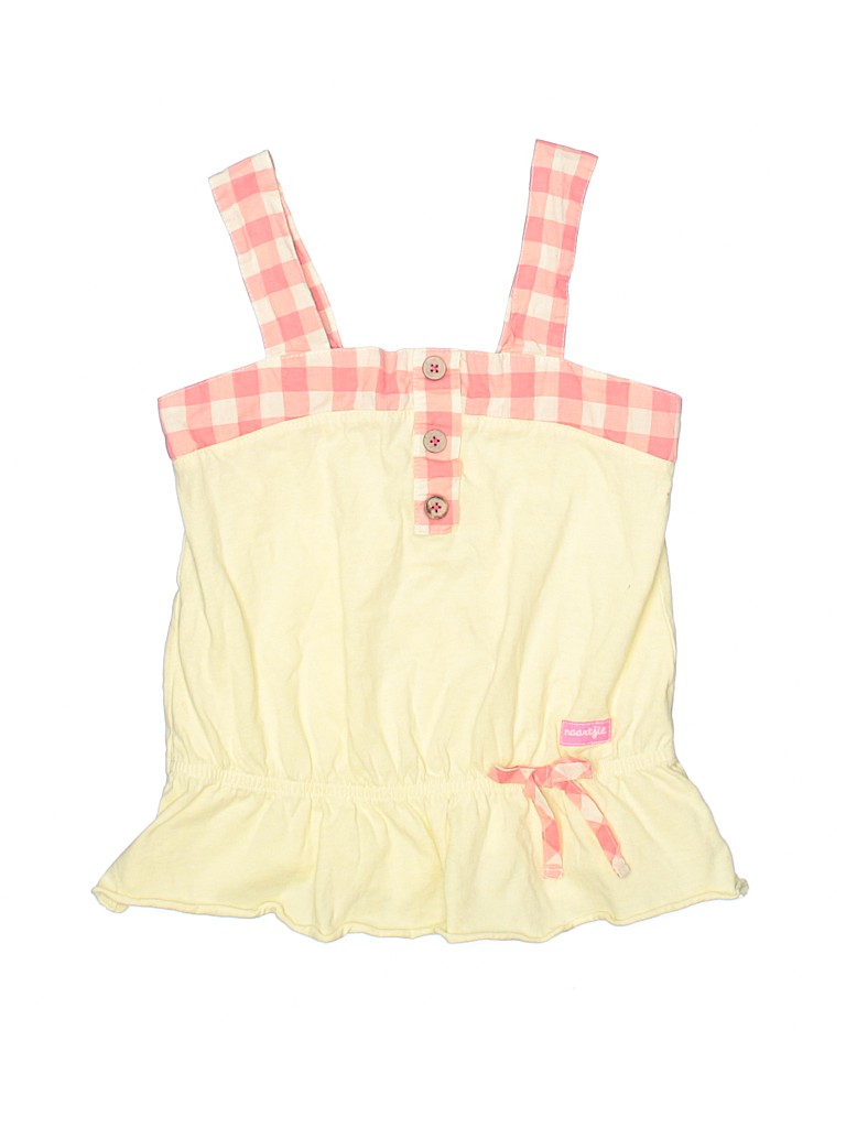 Naartjie Kids 100% Cotton Checkered-gingham Yellow Sleeveless Blouse Size 4 - photo 1