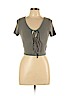 Audrey 3+1 Gray Short Sleeve Top Size L - photo 1