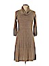 AB Studio 100% Acrylic Tan Casual Dress Size L (petite) - photo 1
