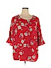 Skies Are Blue 100% Polyester Red 3/4 Sleeve Blouse Size 1X - photo 1