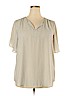 CB 100% Polyester Tan Short Sleeve Blouse Size 2X - photo 1