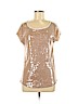 Calvin Klein 100% Nylon Tan Short Sleeve Top Size M - photo 1