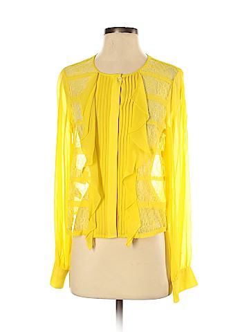 BCBGMAXAZRIA Long Sleeve Silk Top (view 1)