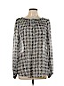 White House Black Market 100% Silk Gray Long Sleeve Silk Top Size 10 - photo 1